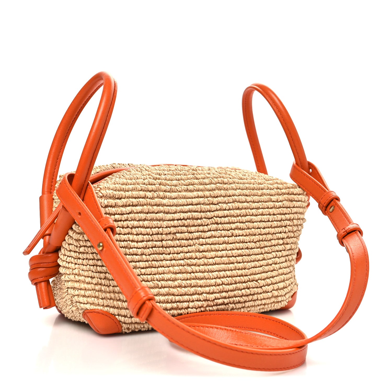 Bottega Veneta Raffia Calfskin Small Loop Top Handle Natural