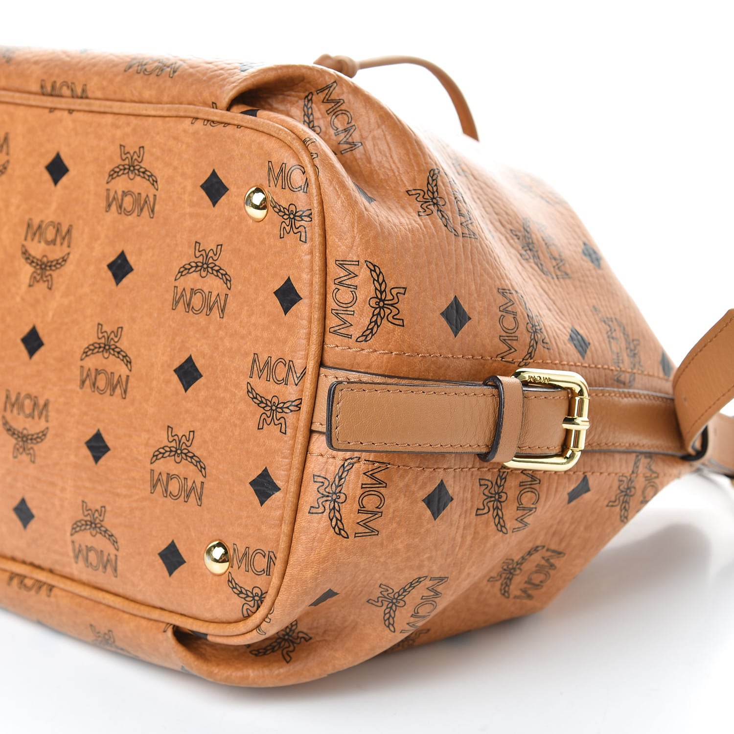 MCM Visetos Essential Drawstring Bucket Bag Cognac 11 of 11
