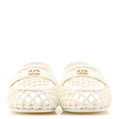 Chanel Braided Lambskin CC Mocassin Loafers 41 White 3 of 10