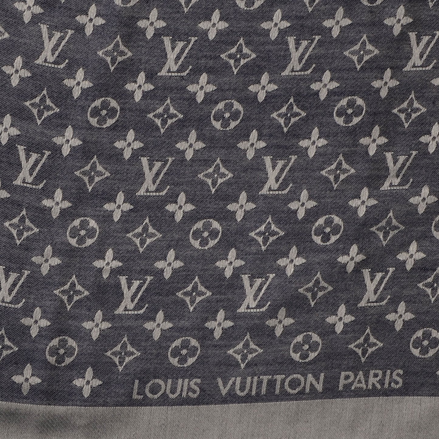 Silk Wool Monogram Denim Shawl Blue