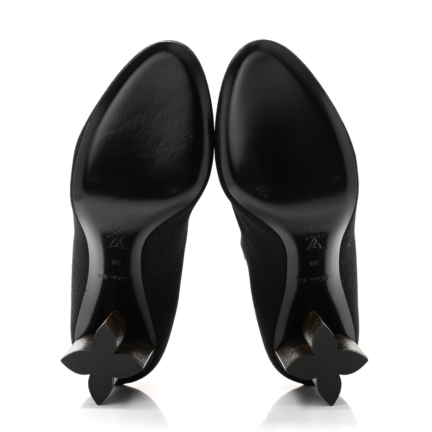 Monogram Stretch Fabric Silhouette Ankle Boots 38 Black