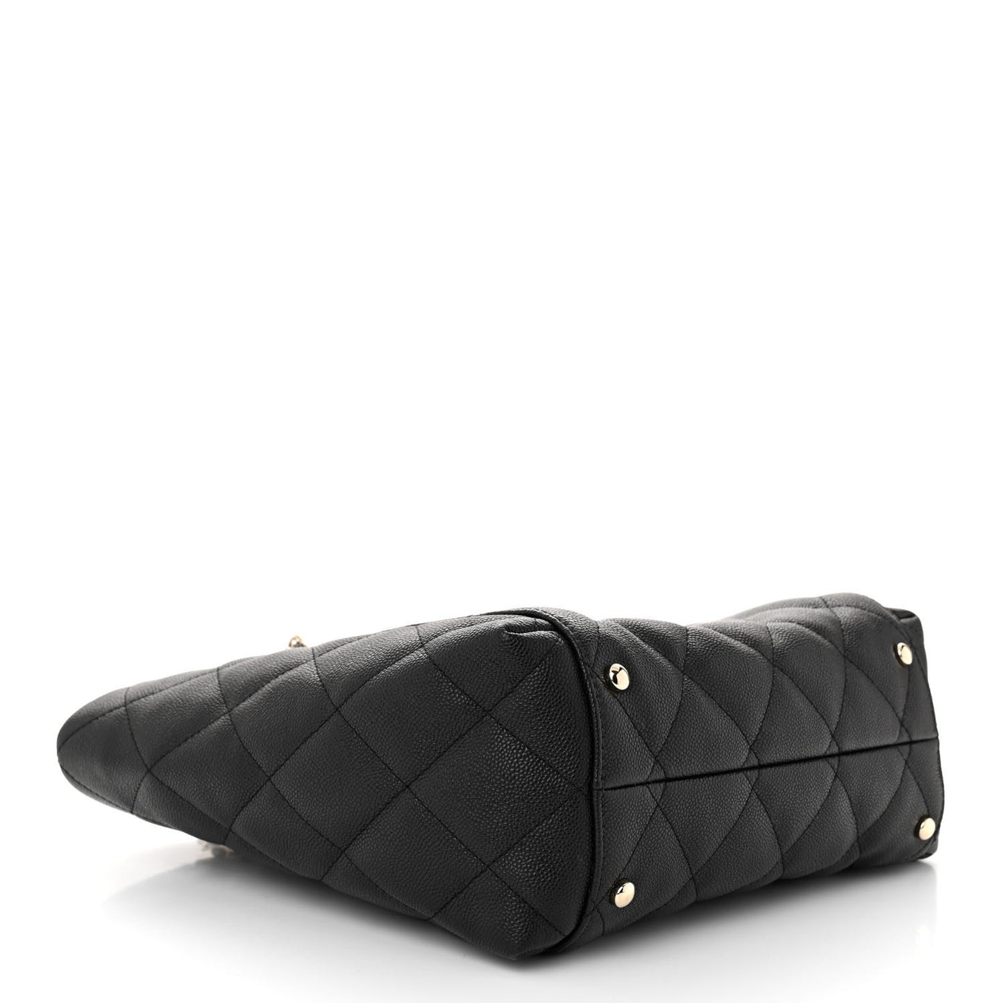 Caviar Quilted Small Shopping Tote Black