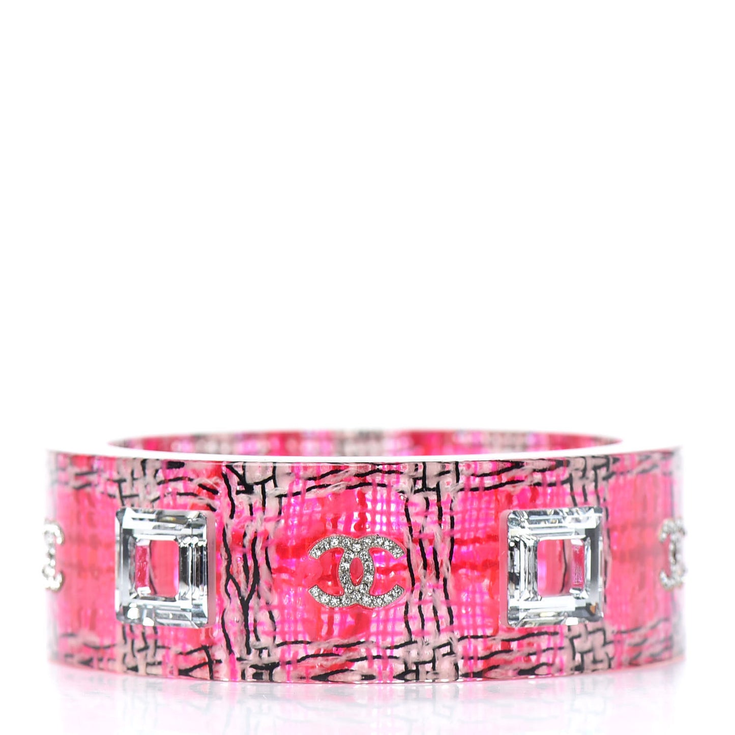 Resin Crystal CC Bangle Bracelet Pink