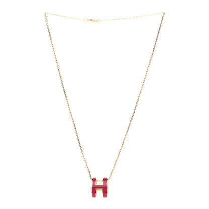 Hermes Lacquered Gold Pop H Pendant Necklace Rose Extreme 3 of 7
