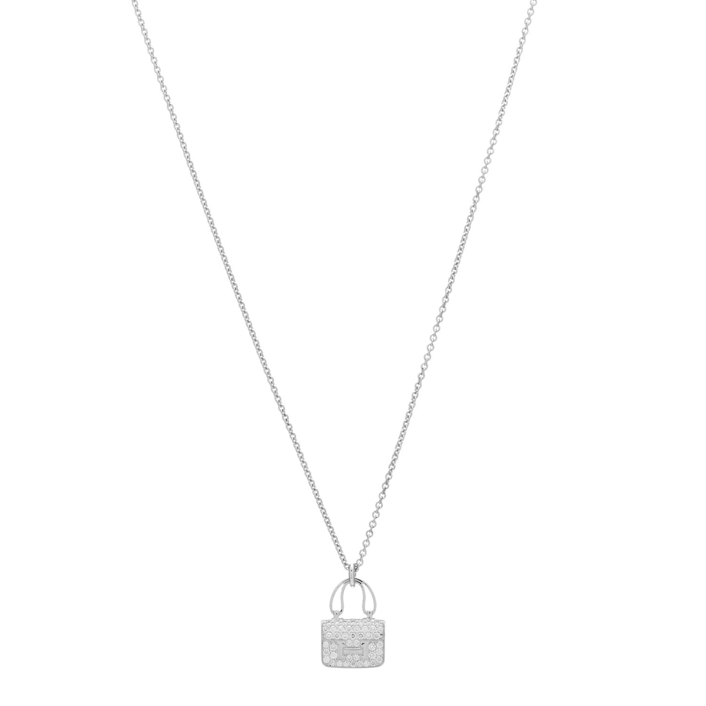 18K White Gold Diamond Constance Amulettes Pendant Necklace