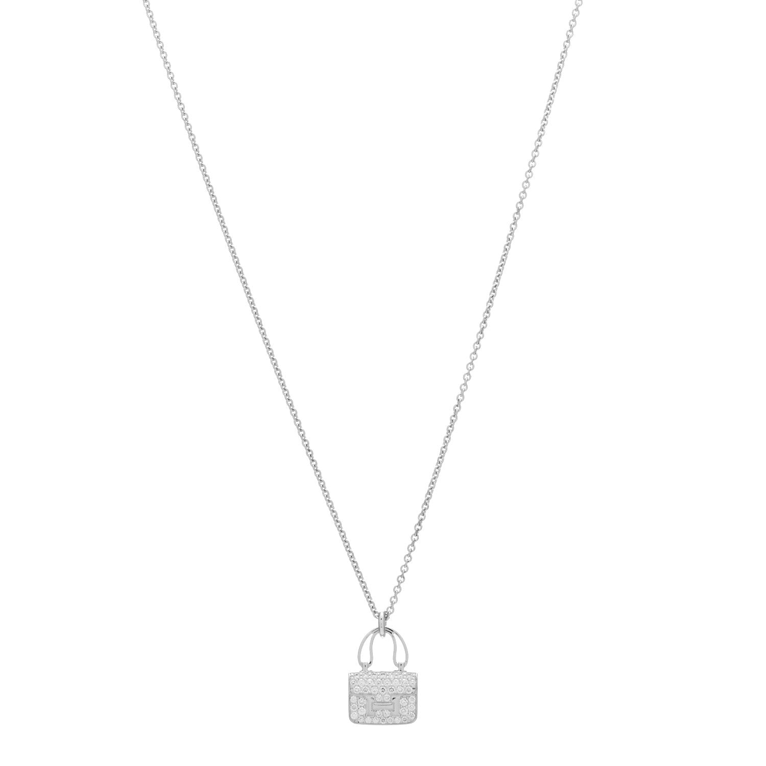 Hermes 18K White Gold Diamond Constance Amulettes Pendant Necklace 1 of 3
