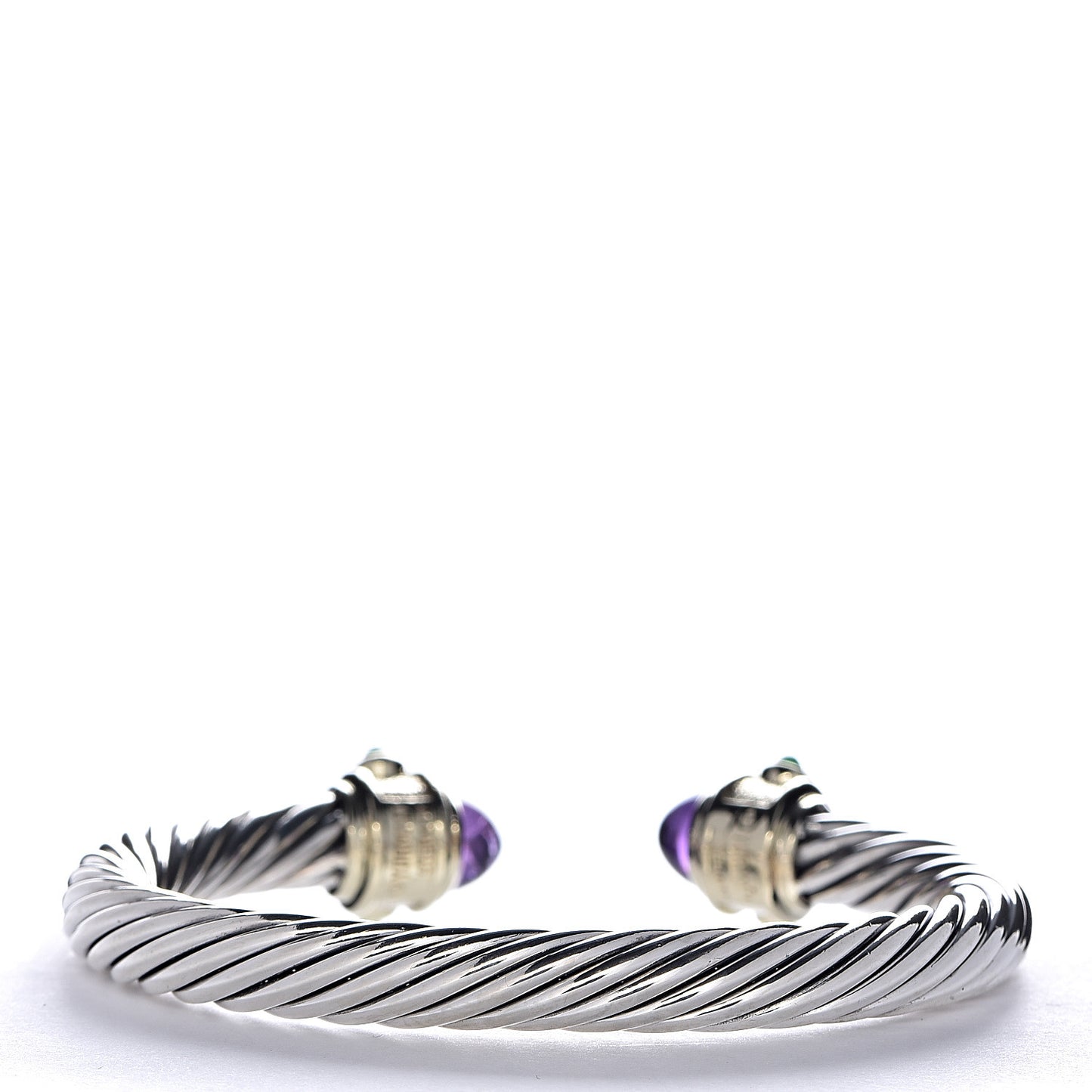 Sterling Silver 14K Yellow Gold Amethyst Emerald Topaz 7mm Cable Renaissance Bracelet