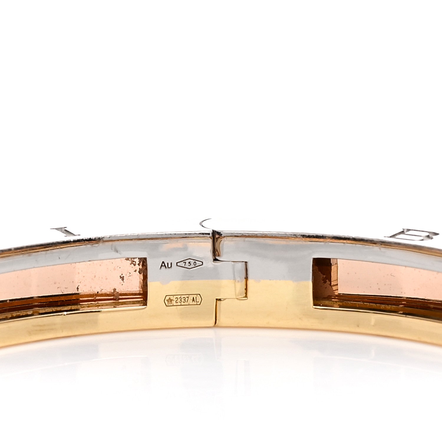 Bulgari 18K Rose White Yellow Gold Narrow B.Zero1 Bangle Bracelet S 4 of 4