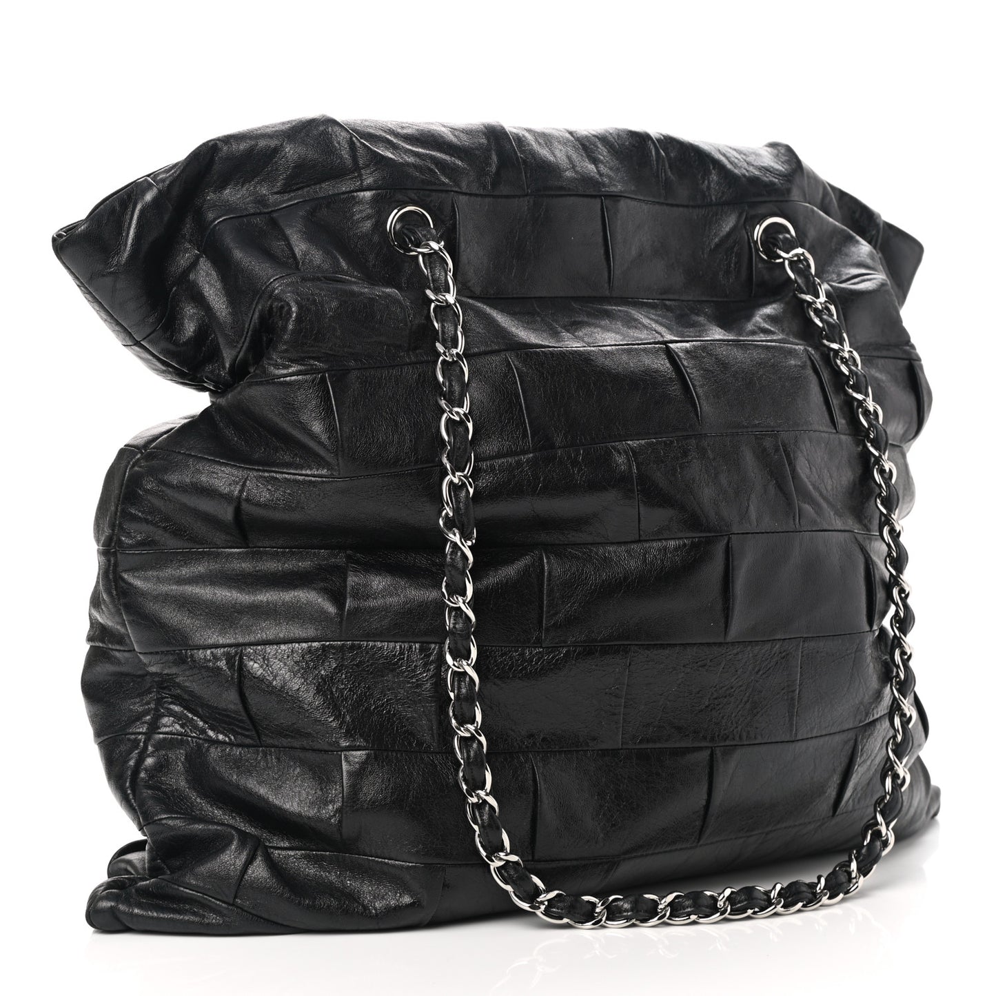 Lambskin Igloo Drawstring Tote Black