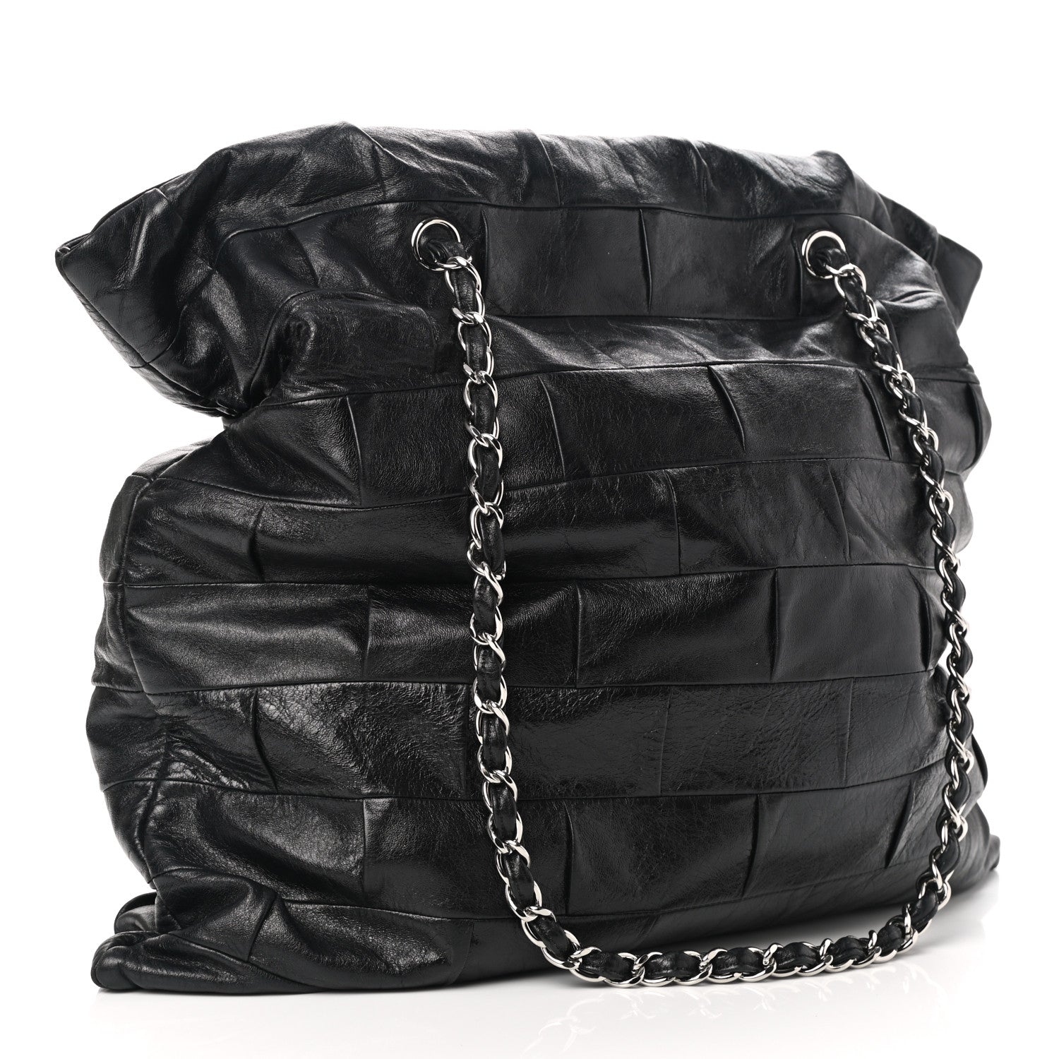 Chanel Lambskin Igloo Drawstring Tote Black 3 of 10