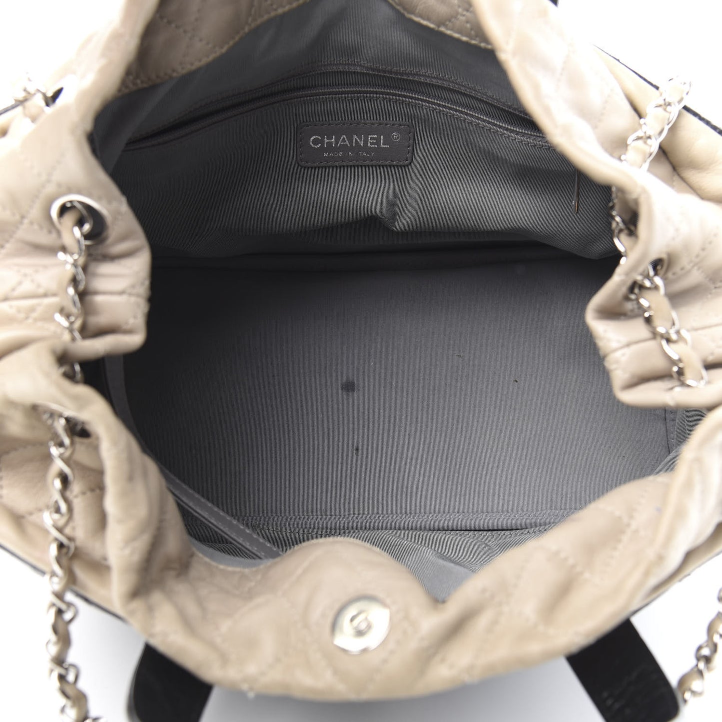 Glazed Calfskin Lambskin Portobello Tote Black Beige