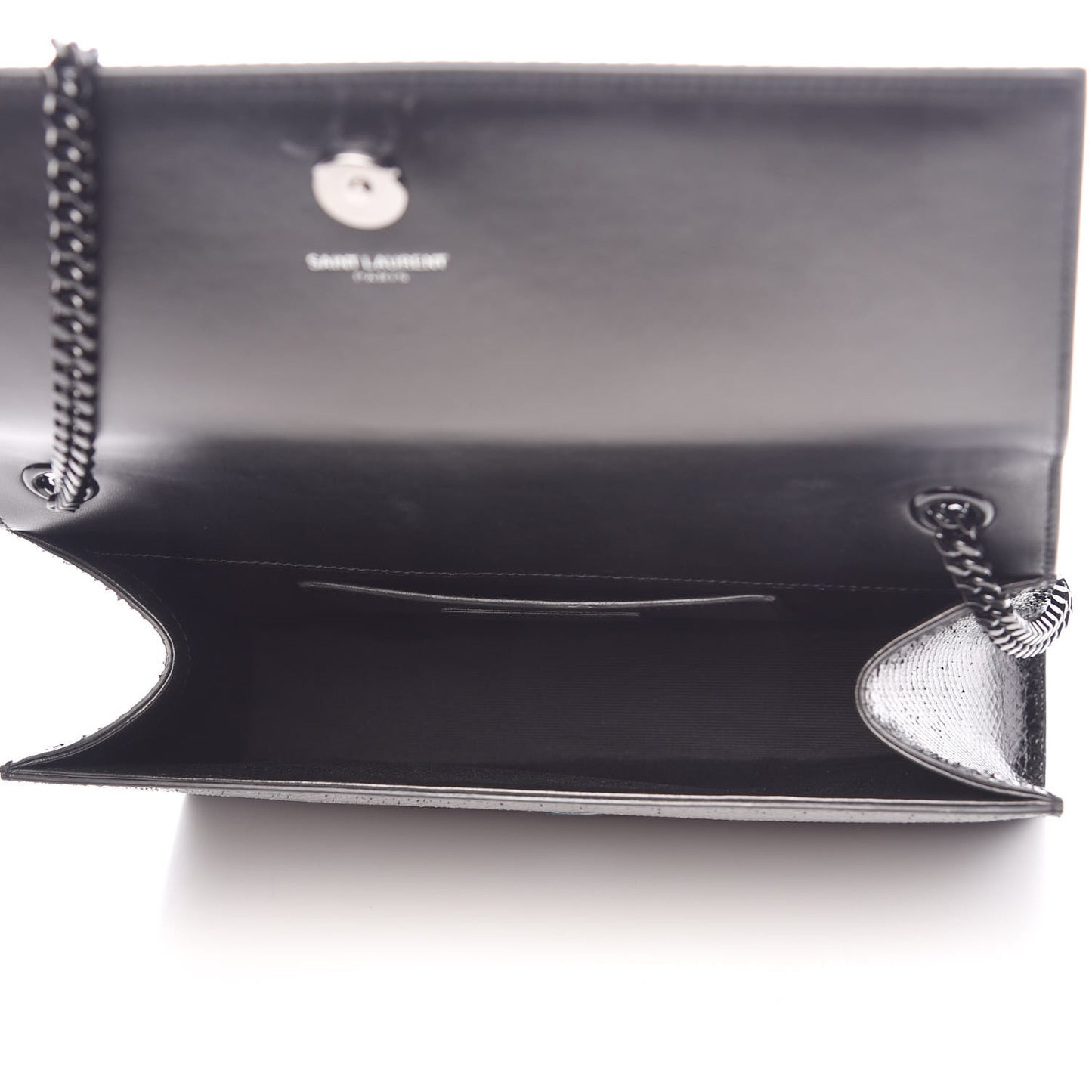 Calfskin Snakeskin Effect Medium Classic Monogram Kate Satchel Black