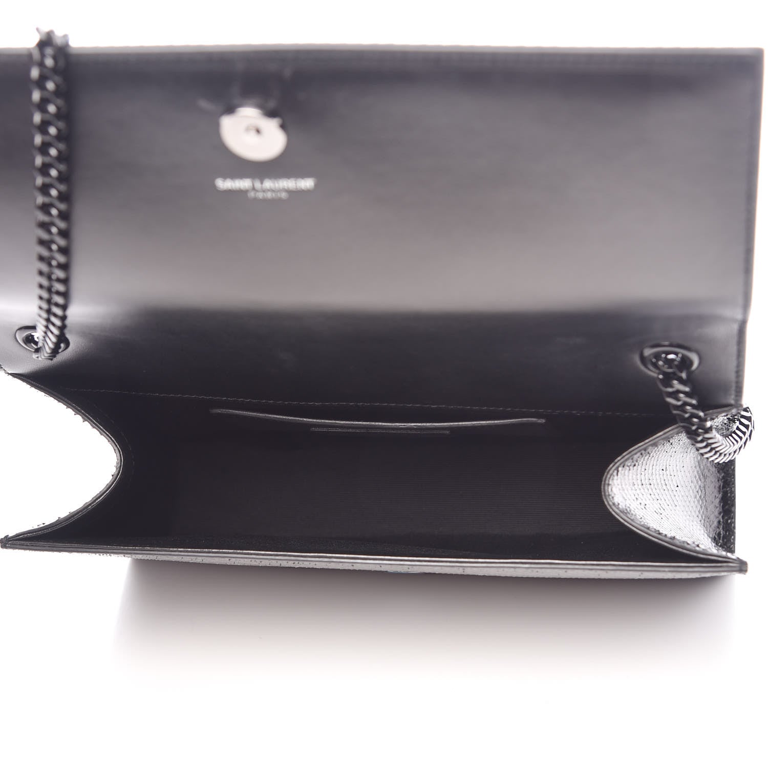 Saint Laurent Calfskin Snakeskin Effect Medium Classic Monogram Kate Satchel Black 5 of 7