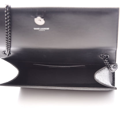 Saint Laurent Calfskin Snakeskin Effect Medium Classic Monogram Kate Satchel Black 5 of 7