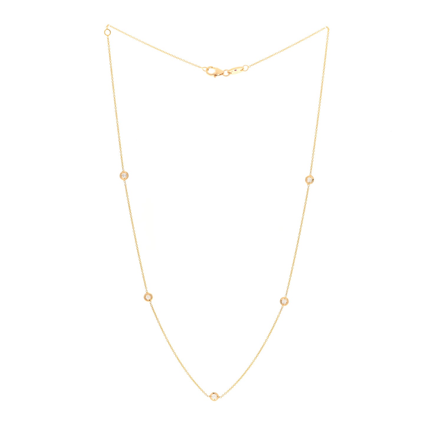 18K Yellow Gold Diamond .23ctw Diamonds By The Inch Five Station Necklace