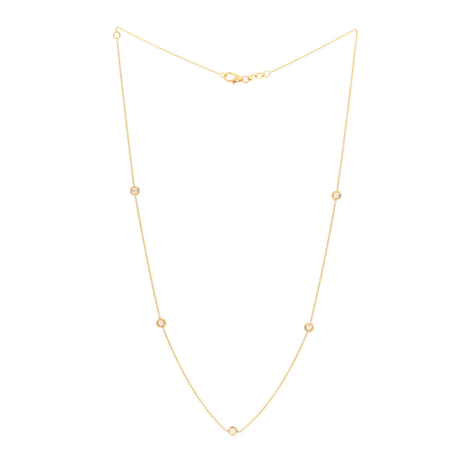Roberto Coin 18K Yellow Gold Diamond .23ctw Diamonds By The Inch Five Station Necklace 2 of 3