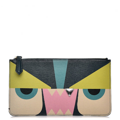 Fendi Vitello Crystal Tooth Monster Zip Pouch Oceano Multicolor 1 of 9