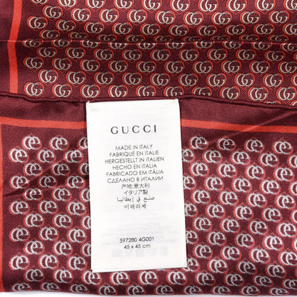 Gucci Silk Interlocking G Heart Square Scarf Red 3 of 4