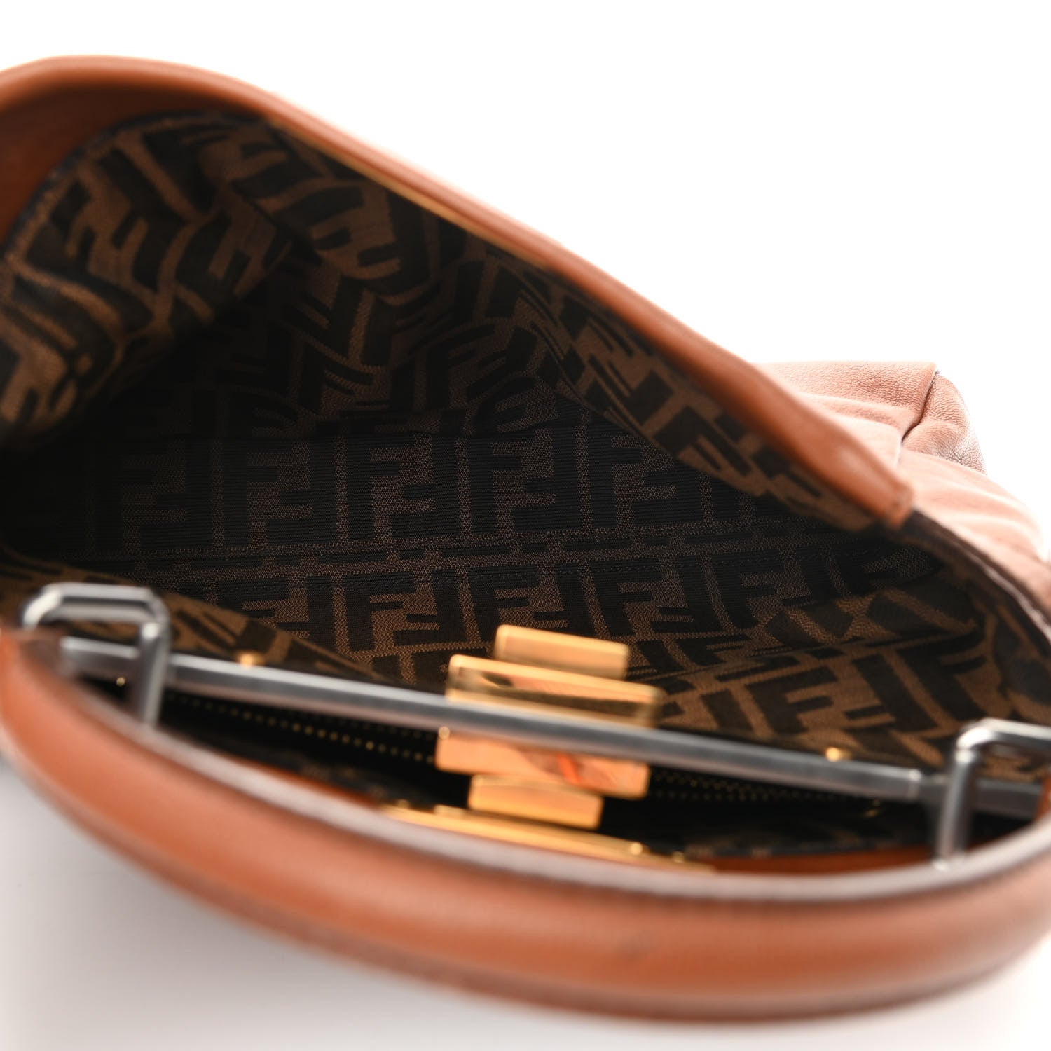Fendi Goatskin Zucca Medium Peekaboo Iconic Satchel Cuoio Tobacco Moro 5 of 12