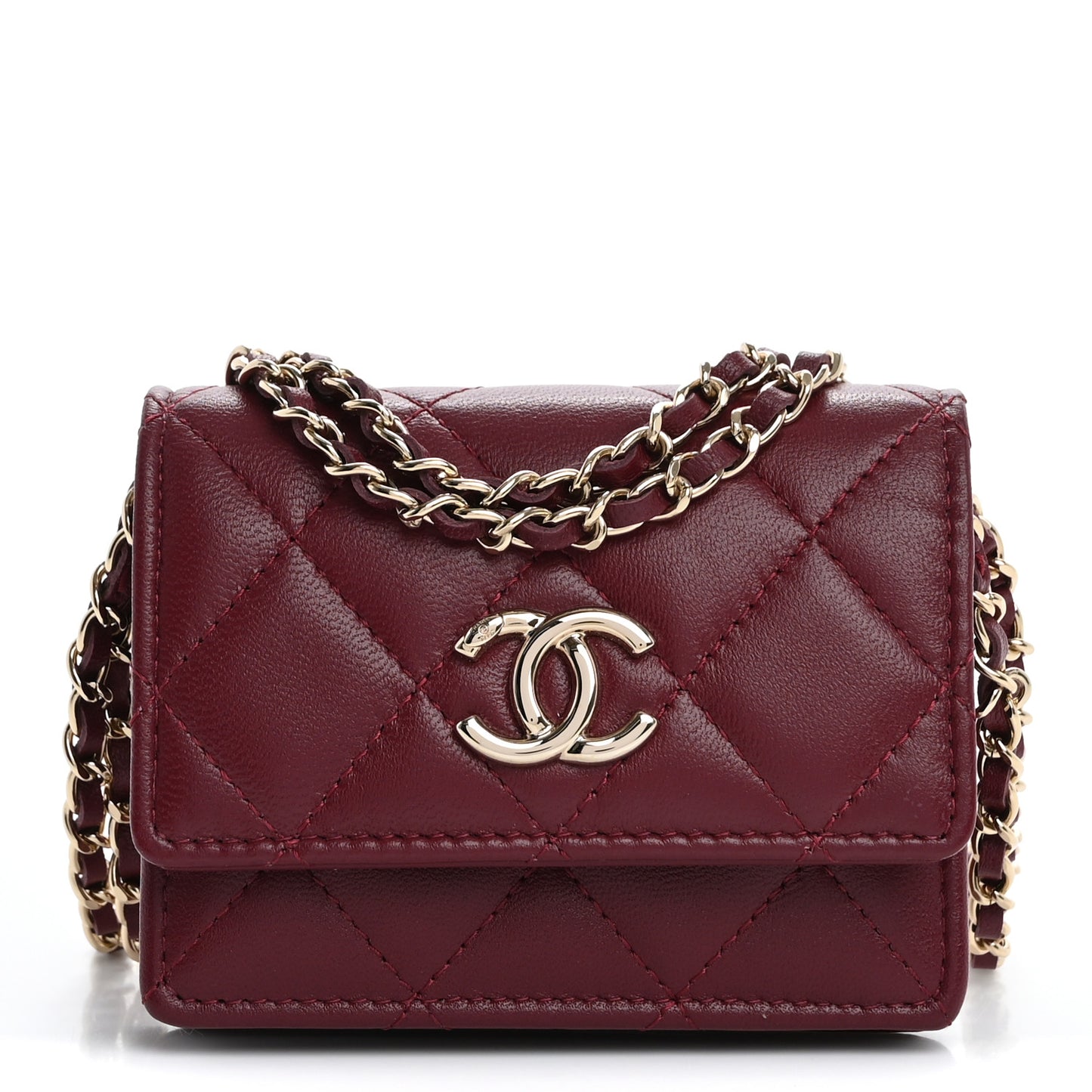 Lambskin Quilted Mini Flap With Chain Burgundy