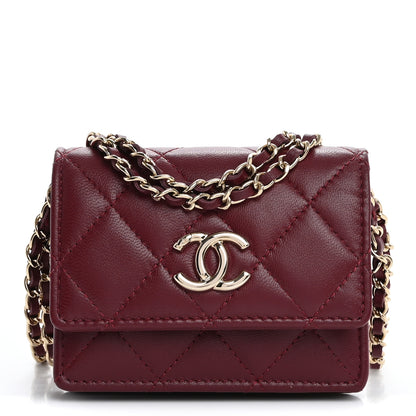 Chanel Lambskin Quilted Mini Flap With Chain Burgundy 1 of 11