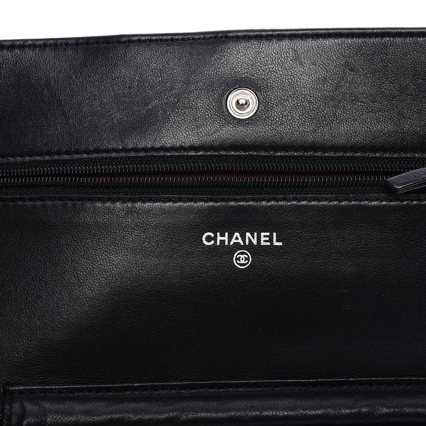 Lambskin Quilted Wallet On Chain WOC Black
