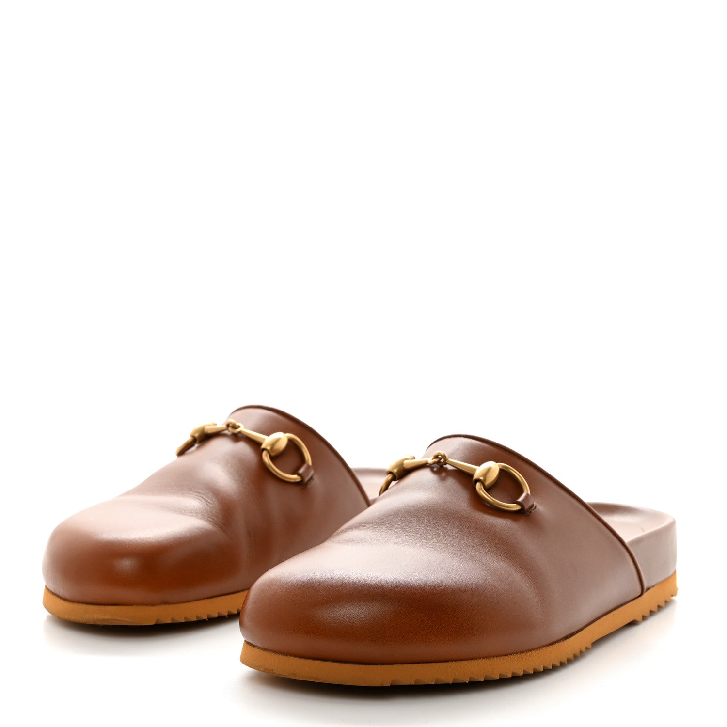 Gucci Jakarta Calfskin Womens Horsebit Slippers 36.5 Brown 3 of 10