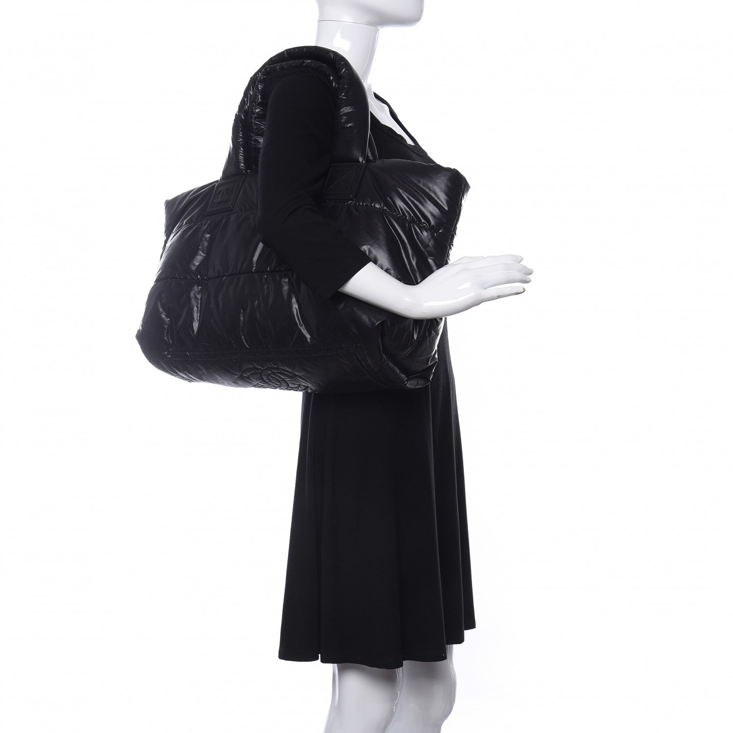 Chanel Nylon Quilted Coco Cocoon Reversible Tote Black 2 of 10