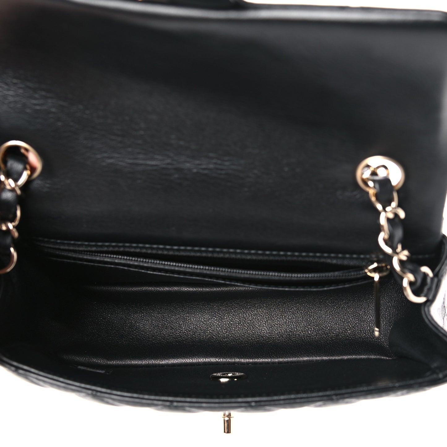 Lambskin Quilted Mini Rectangular Flap Black