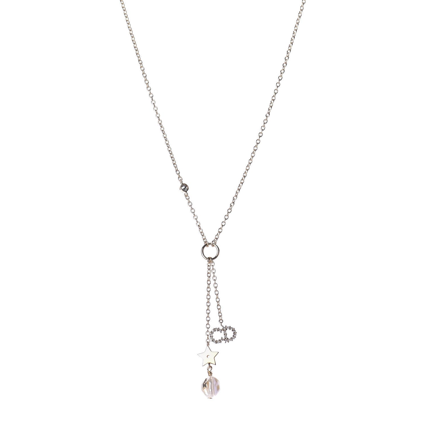 Crystal Pearl Shiny-D Tribal Long Necklace Gold