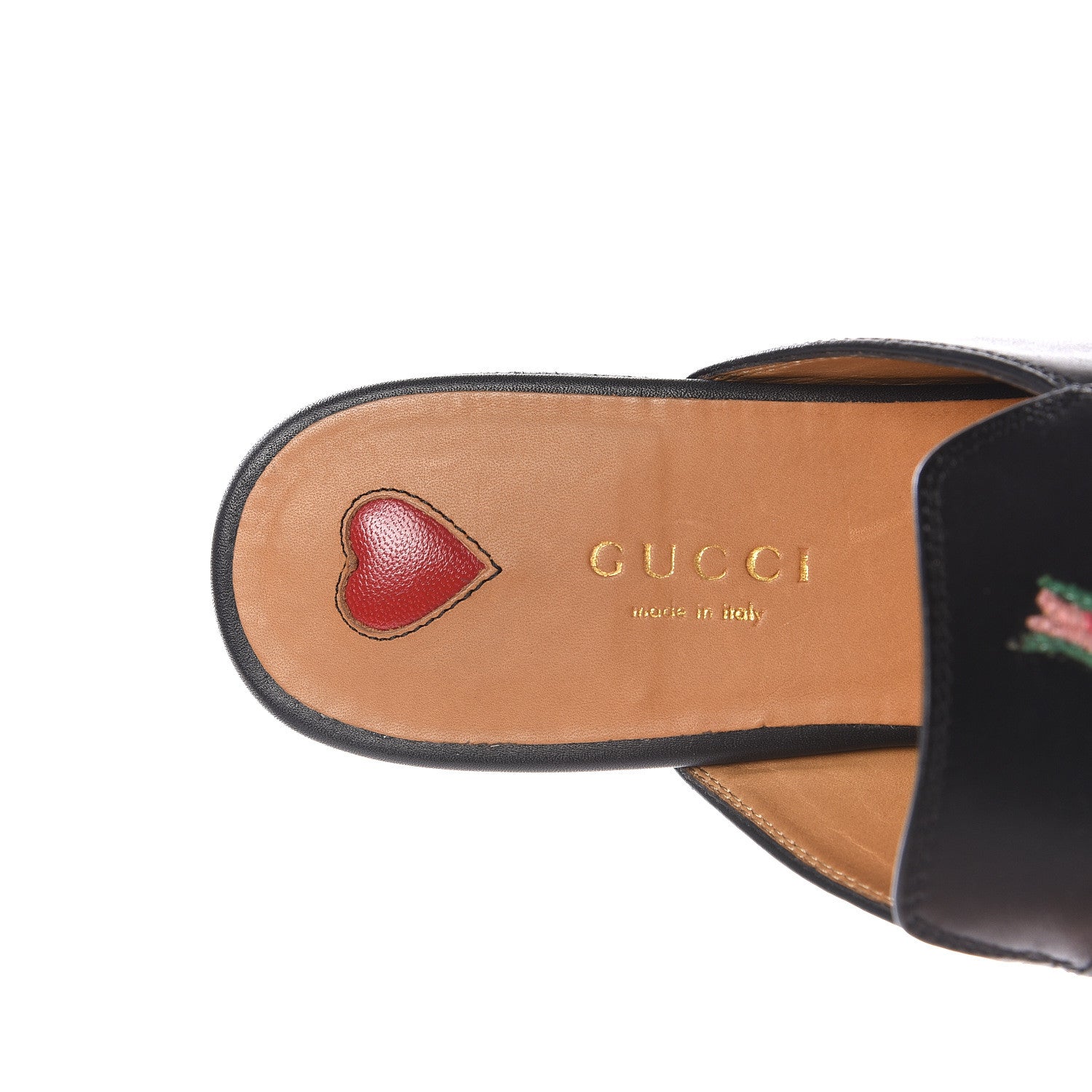 Gucci Calfskin Flower Embroidered Princetown Slippers 36.5 Black 7 of 10