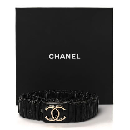 Chanel Lambskin Ruched Turn Lock CC Belt 70 28 Black 4 of 4