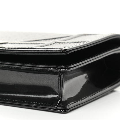 Christian Dior Metallic Patent Micro-Cannage Diorama Wallet on Chain Pouch Black 9 of 9