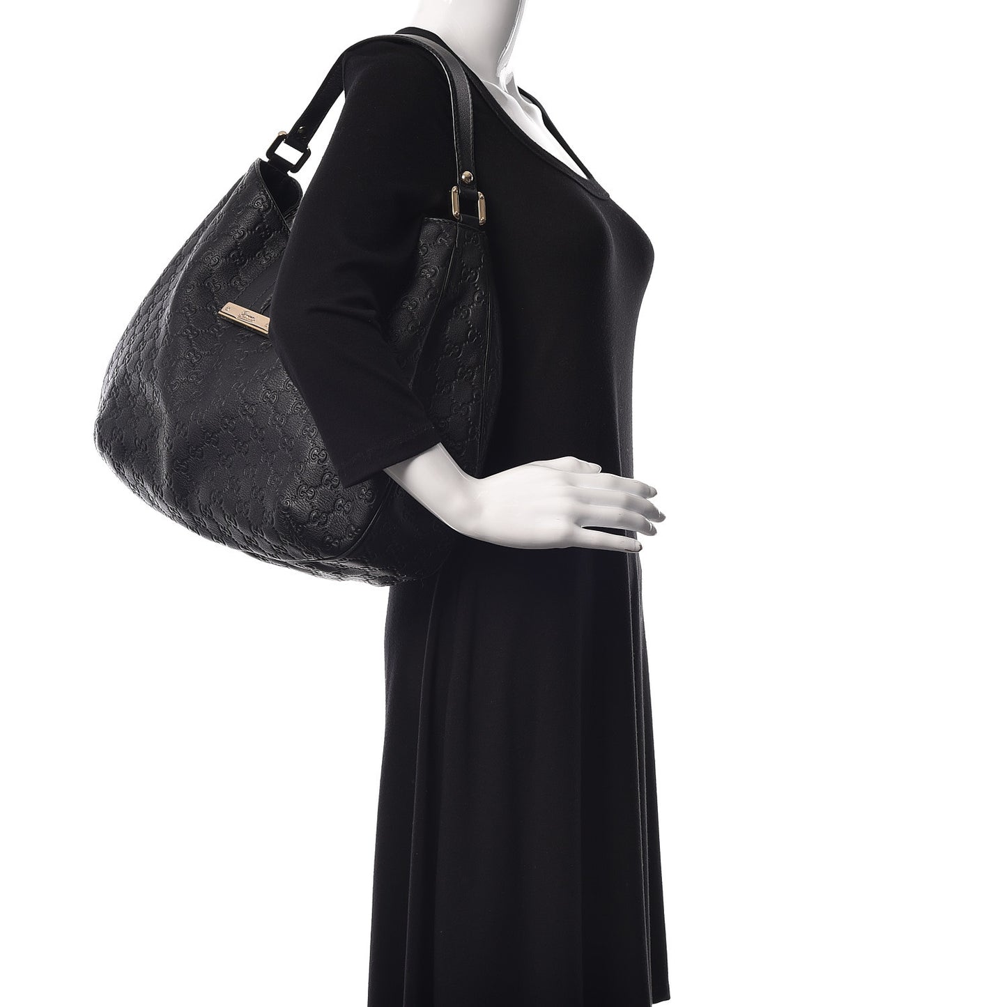 Guccissima Large New Ladies Web Hobo Black