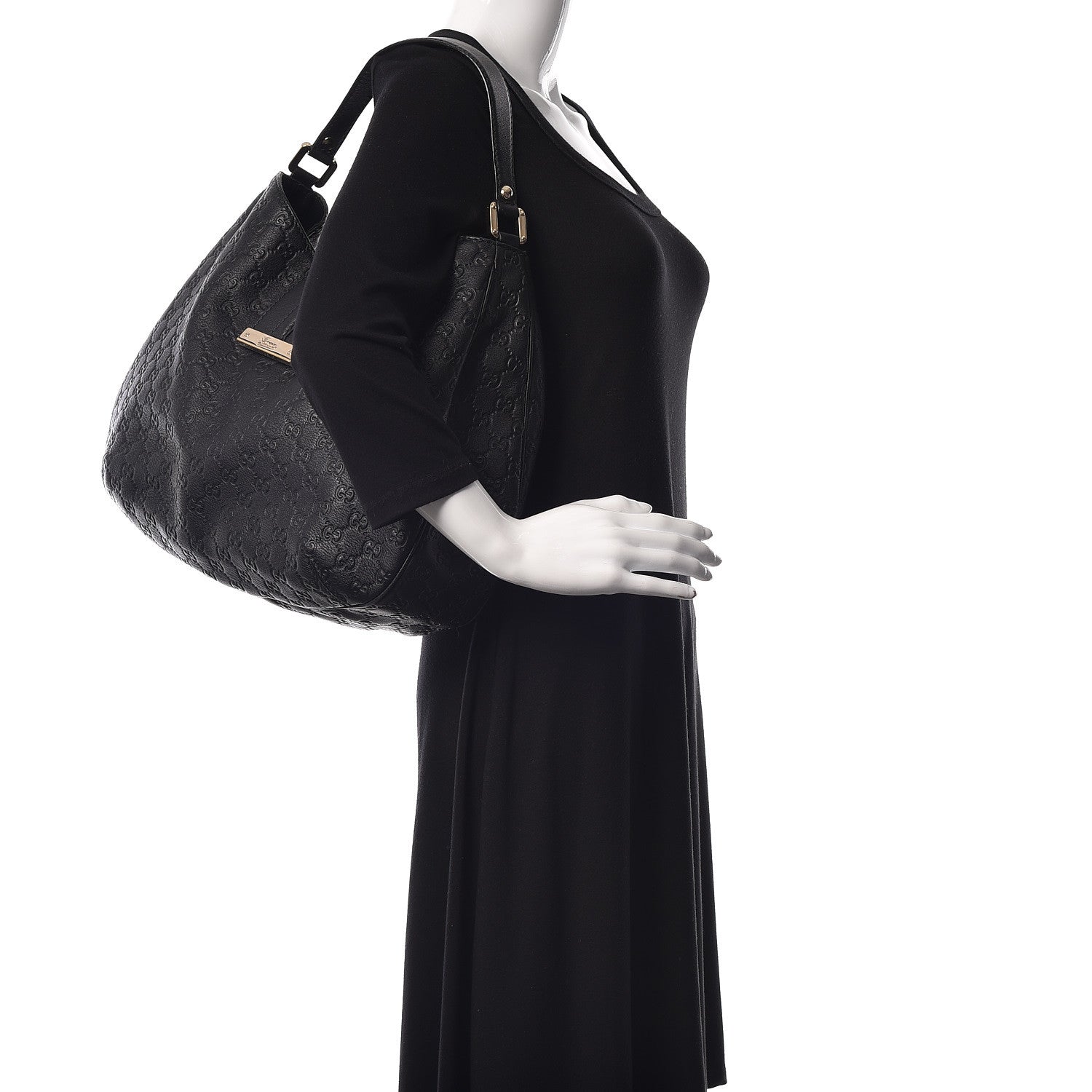 Gucci Guccissima Large New Ladies Web Hobo Black 2 of 20