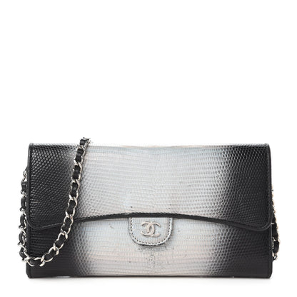 Chanel Iridescent Lizard Ombre Wallet On Chain WOC Black Silver 1 of 12