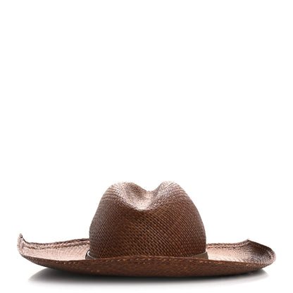 Gucci Straw Calfskin Wide Brim Hat M Brown 6 of 8
