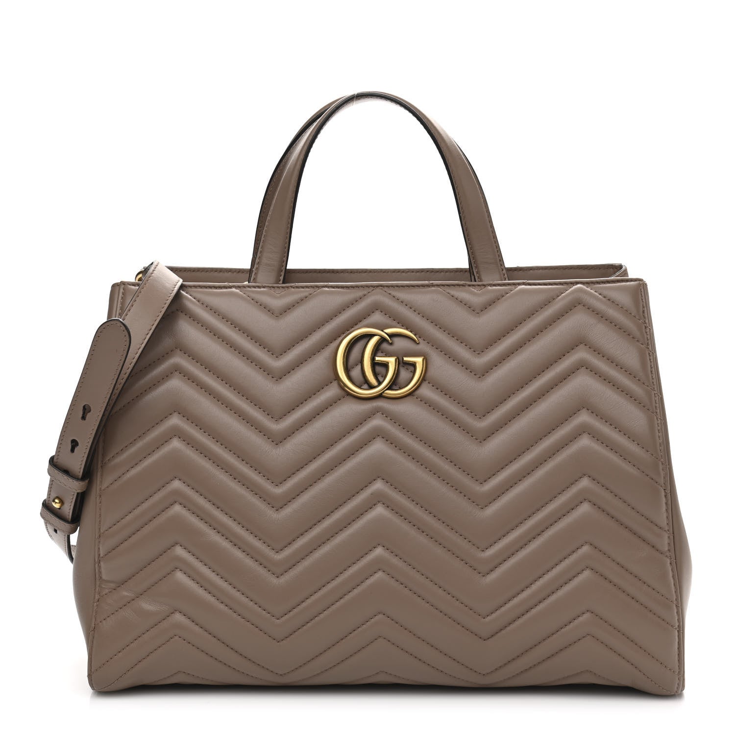 product image of GUCCI Calfskin Matelasse Medium GG Marmont Tote Porcelain Rose FASHIONPHILE
