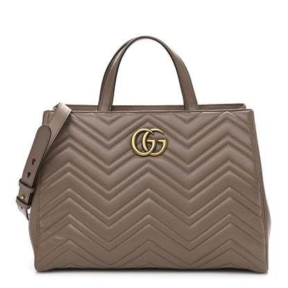 Gucci Calfskin Matelasse Medium GG Marmont Tote Porcelain Rose 1 of 12