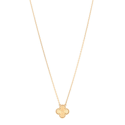 Van Cleef & Arpels 18K Yellow Gold Guilloche Vintage Alhambra Pendant Necklace 1 of 6