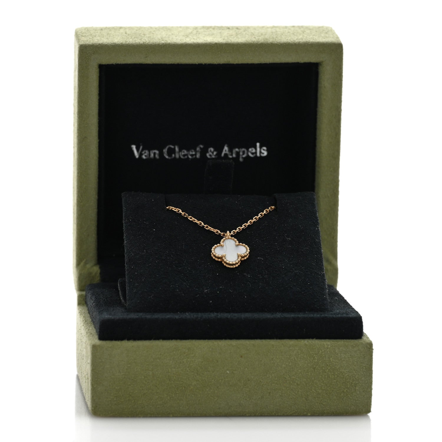 Van Cleef & Arpels 18K Yellow Gold Mother of Pearl Sweet Alhambra Pendant Necklace 5 of 5