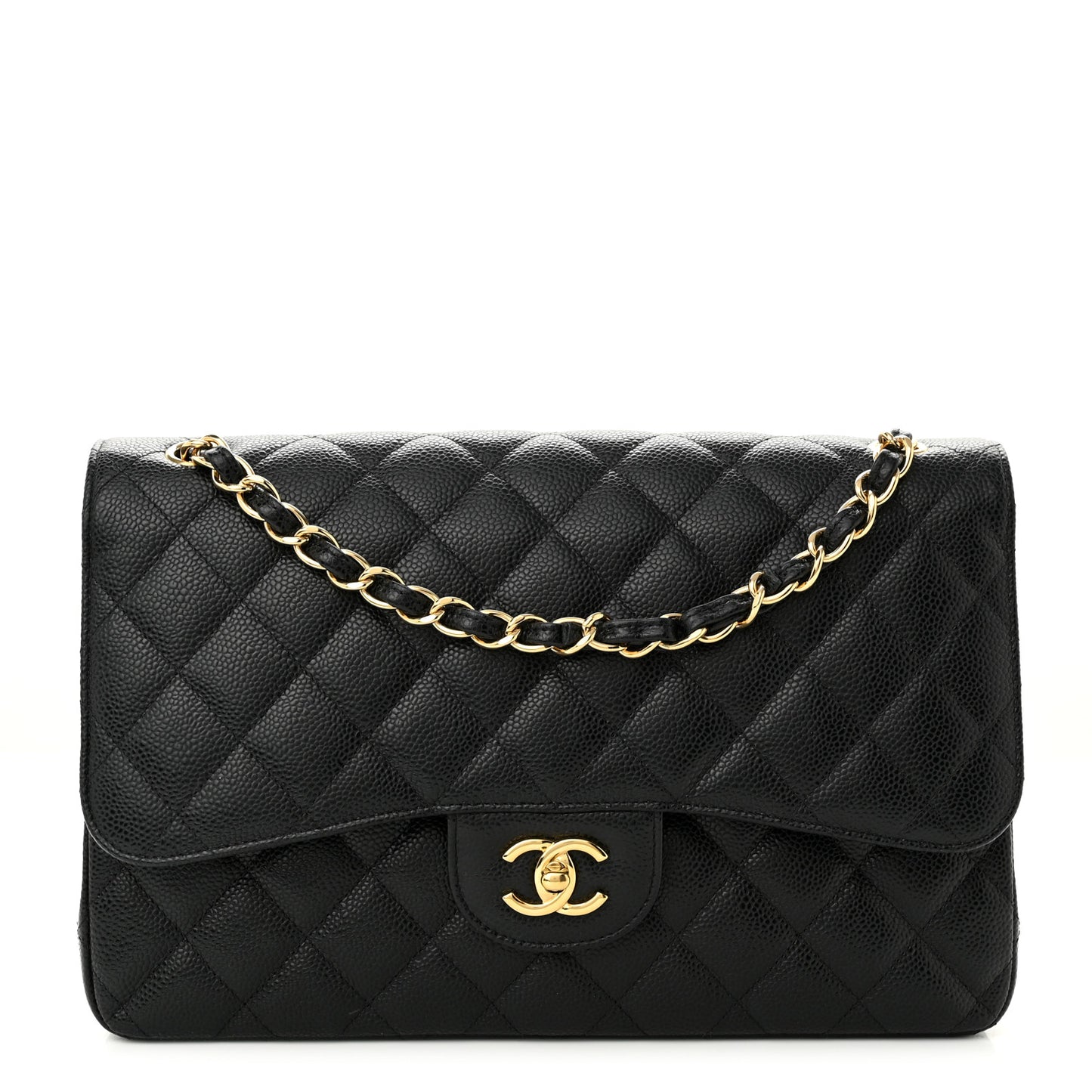 Caviar Quilted Jumbo Double Flap Black