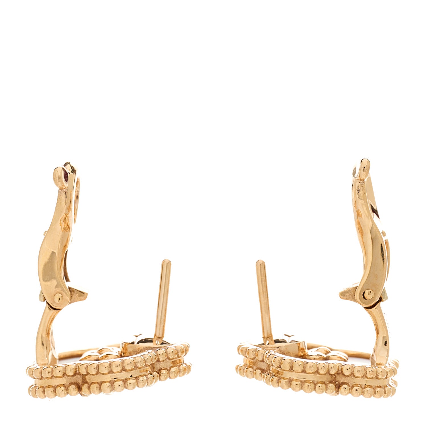 Van Cleef & Arpels 18K Rose Gold Mother of Pearl Lucky Springs Plum Blossom Earrings 3 of 5