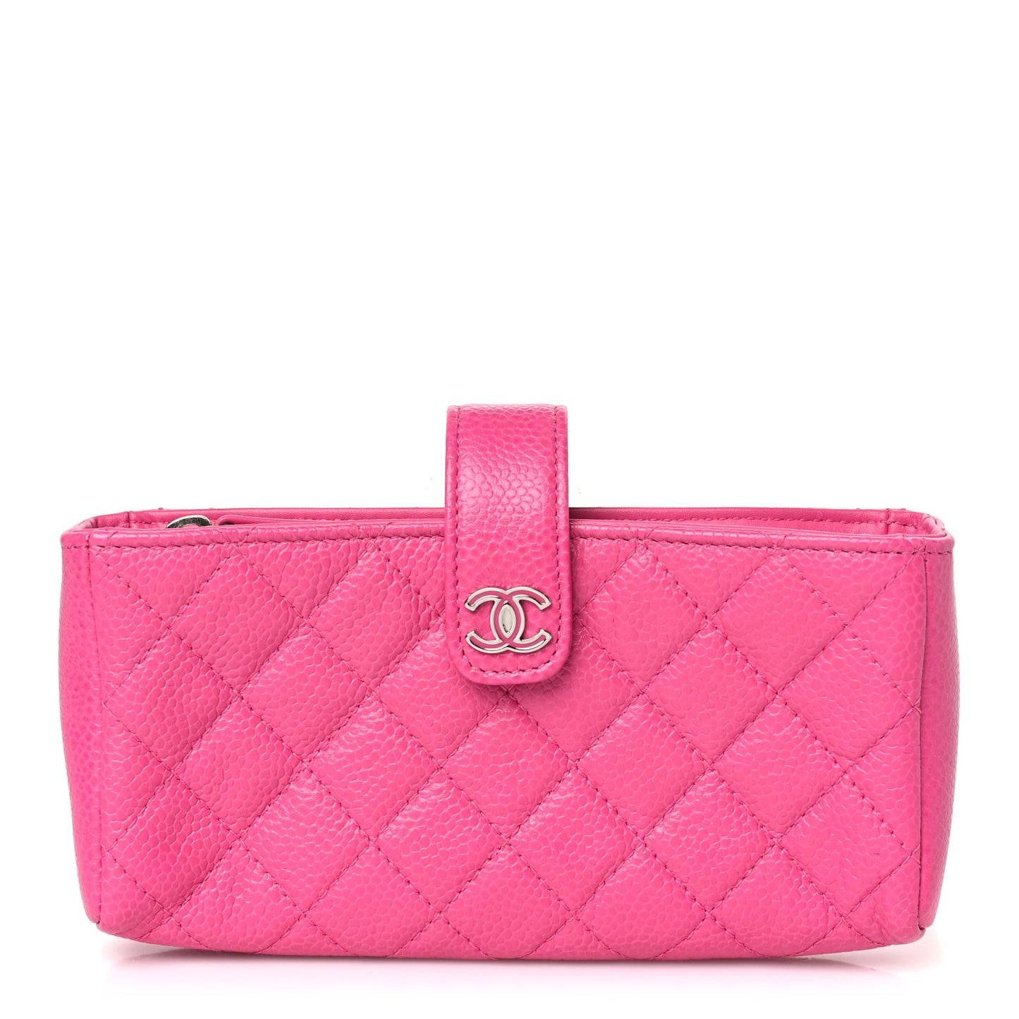 Caviar Quilted Mini Phone Holder Clutch Pink