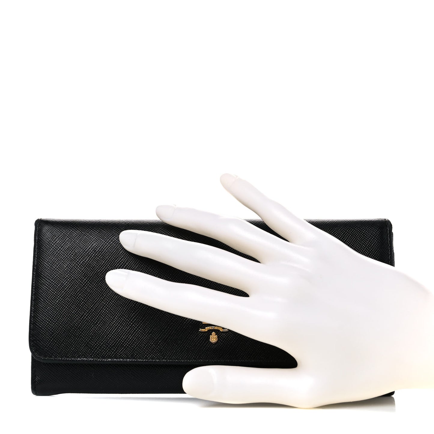 Saffiano Metal Continental Flap Wallet Black