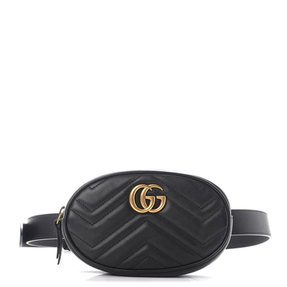Gucci Calfskin Matelasse GG Marmont Belt Bag 85 34 Black 1 of 9