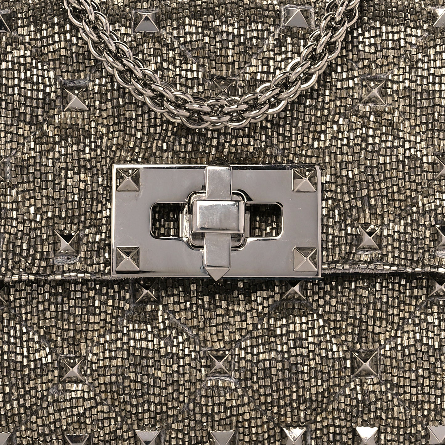 Beaded Micro Rockstud Spike It Shoulder Bag Silver