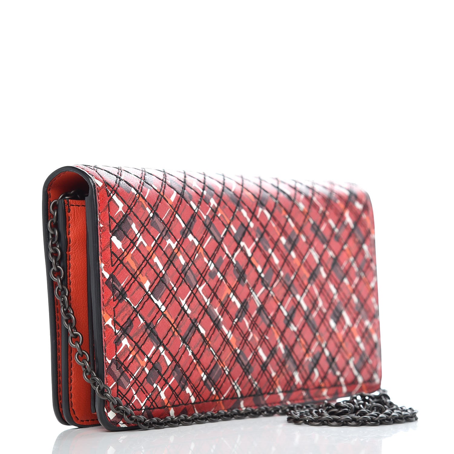 Bottega Veneta Embroidered Nappa Continental Wallet on Chain China Red 3 of 9