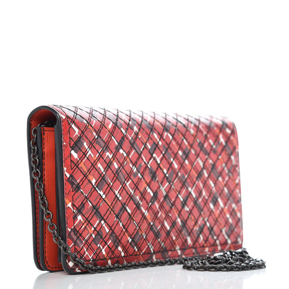 Bottega Veneta Embroidered Nappa Continental Wallet on Chain China Red 3 of 9