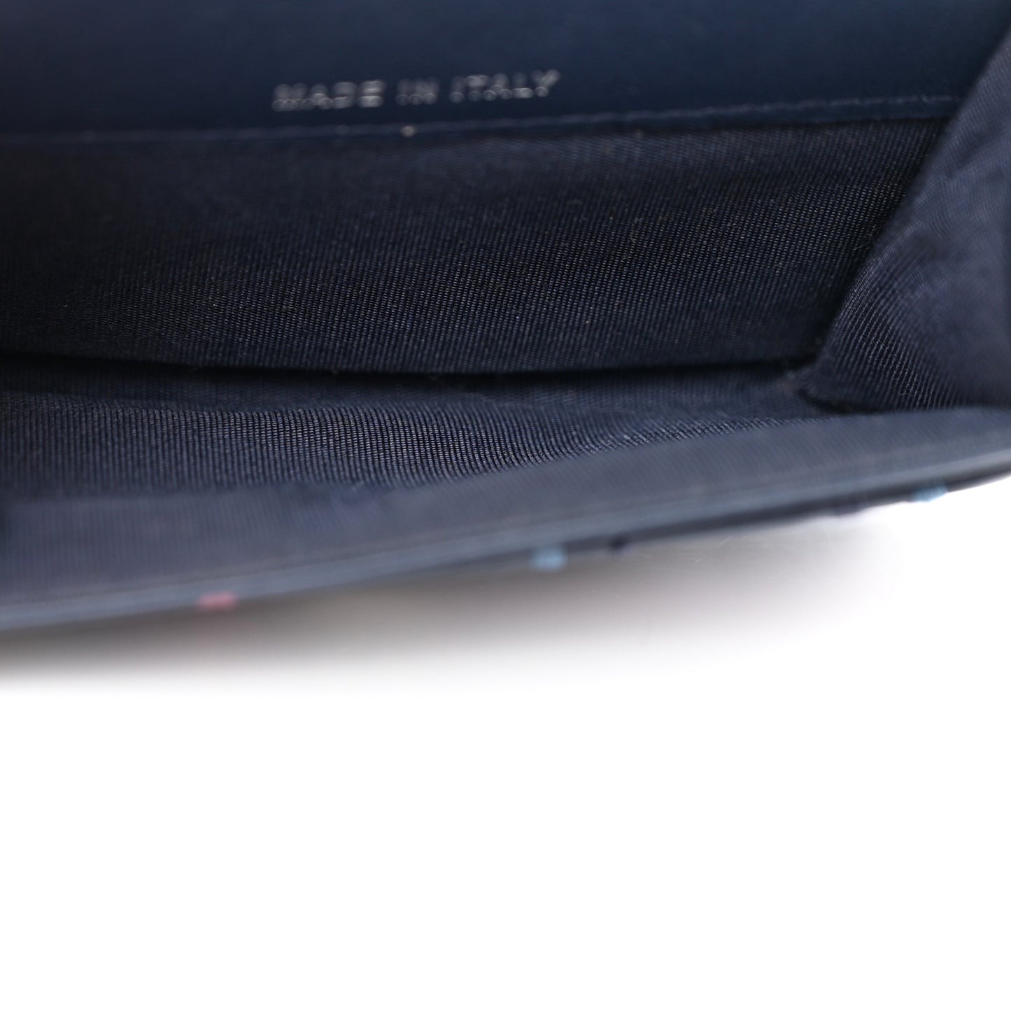 Lambskin Quilted Stitched Card Holder Blue Multicolor